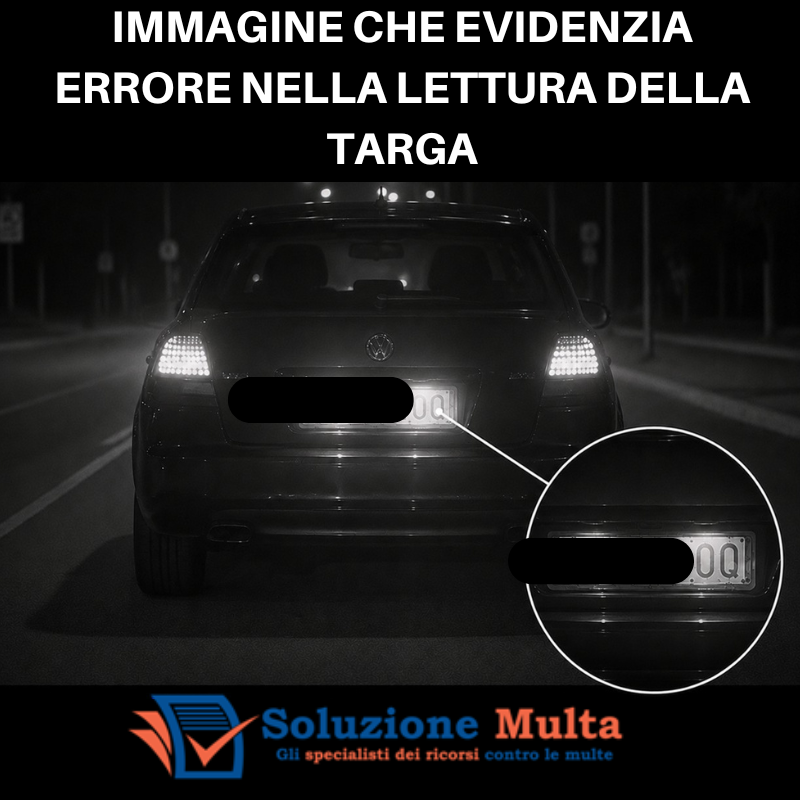 immagine che evidenzia errore nella lettura della targa